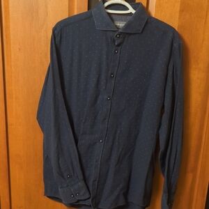 Elegant Dark Blue Men's Button-Down Shirt